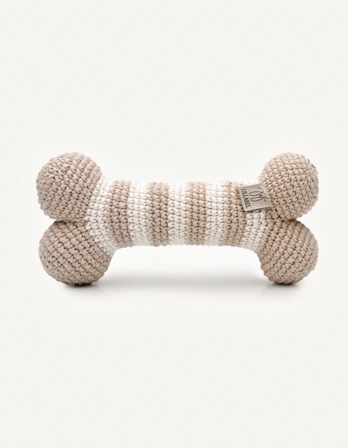 Crochet organic cotton bone toy LILLY almond