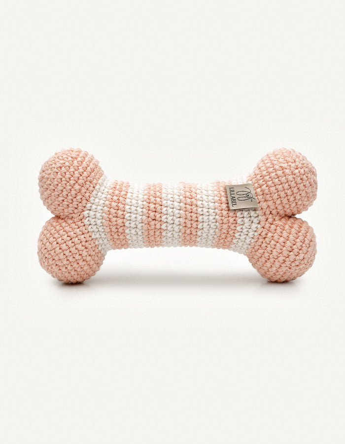 Crochet organic cotton bone toy LILLY peach
