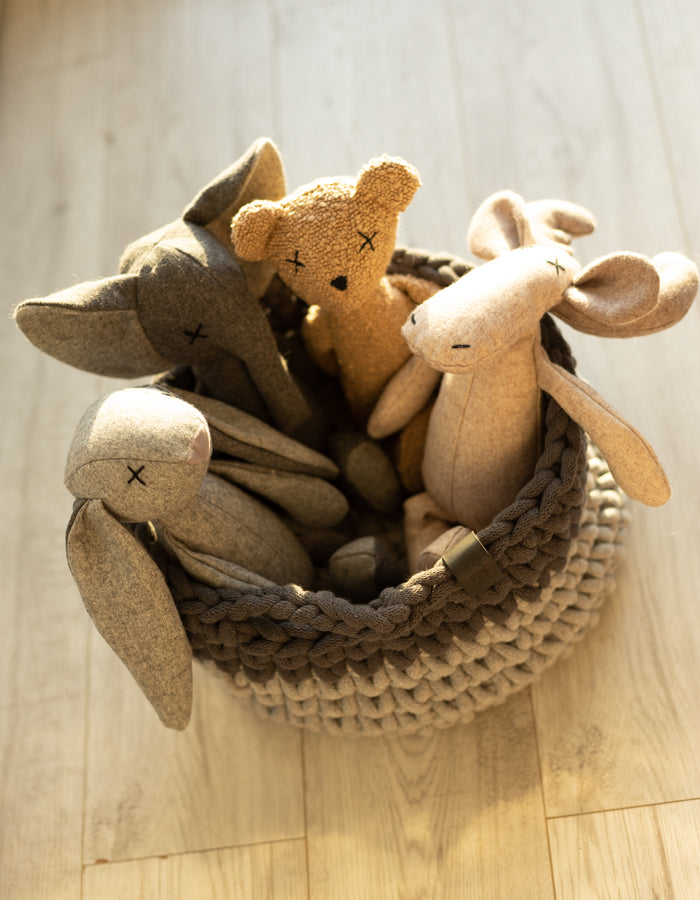 Kosz na zabawki z bawełnianego sznurka z recyklingu PLAYTIME light grey & graphite