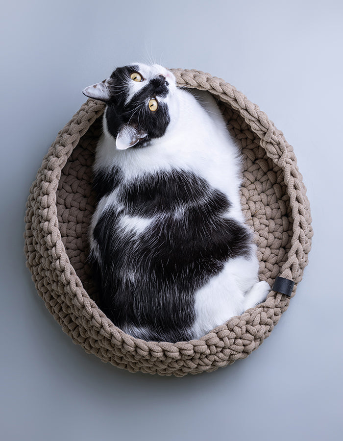 Cat basket COTTON beige | recycled material