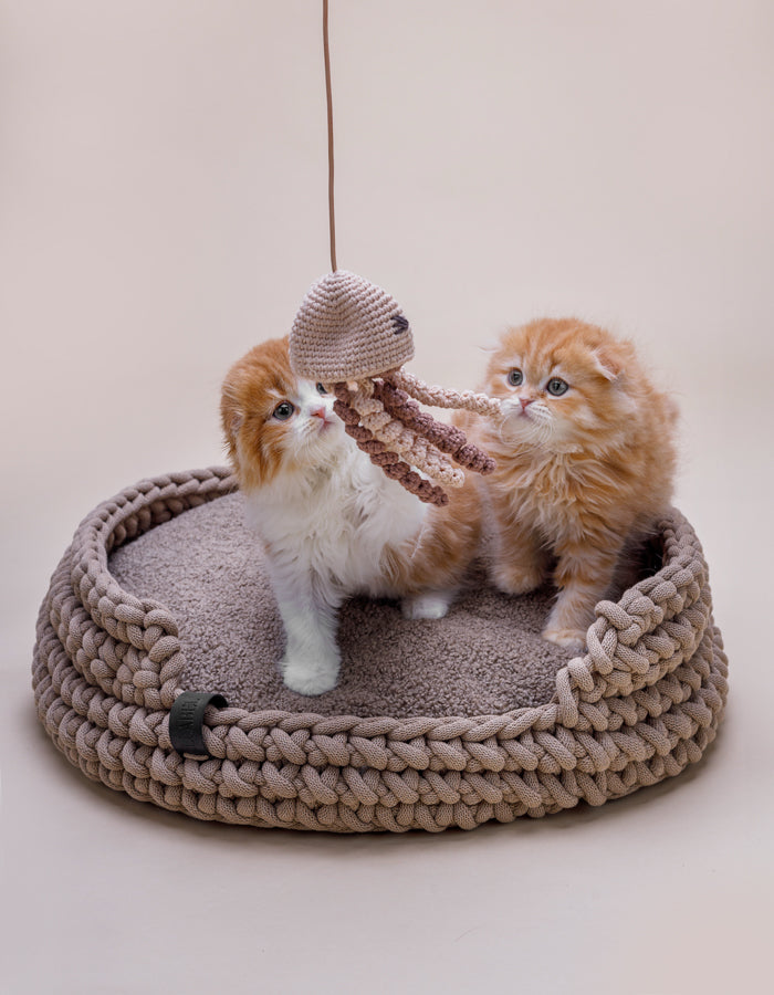 Cat basket COTTON beige | recycled material