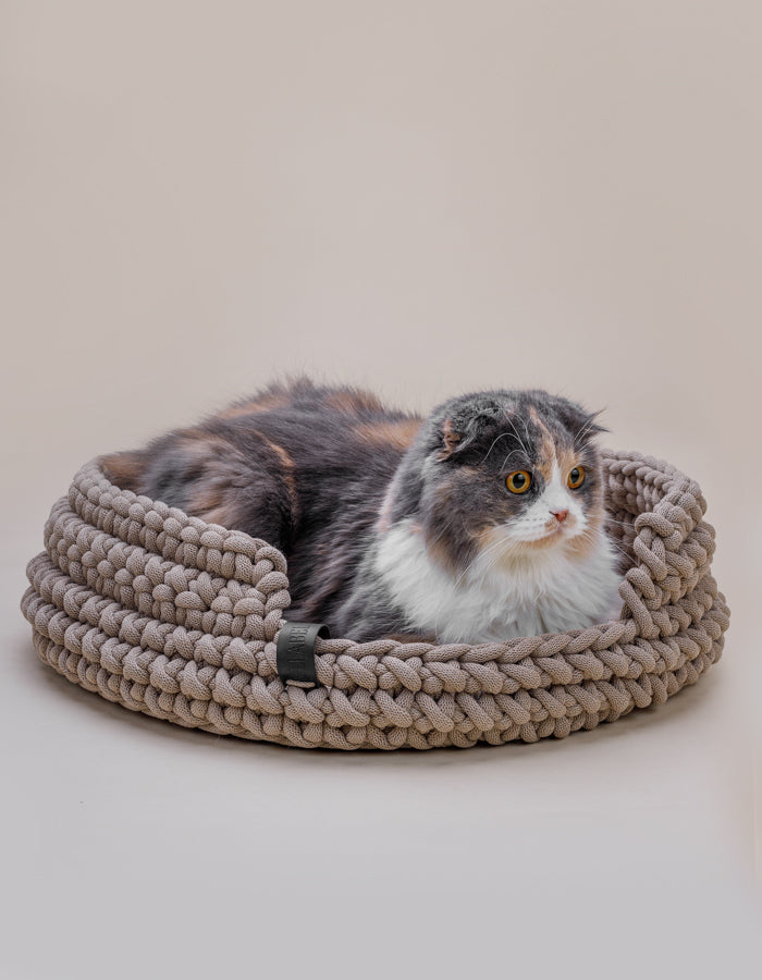 Cat basket COTTON beige | recycled material