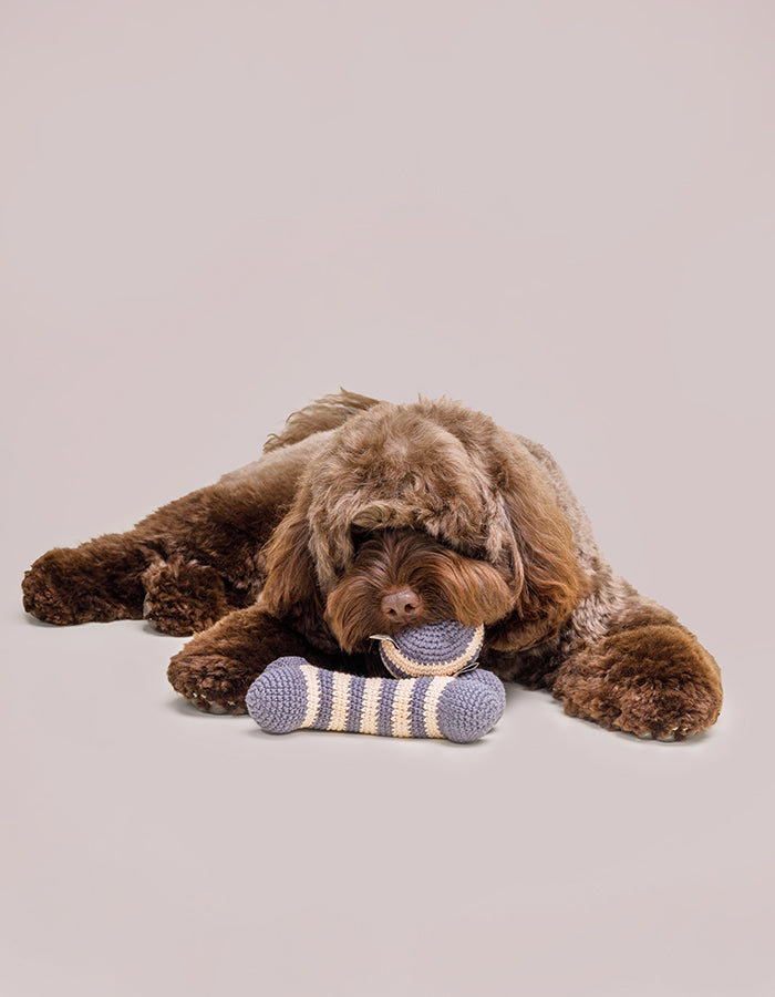 Crochet organic cotton bone toy LILLY nightshadow blue
