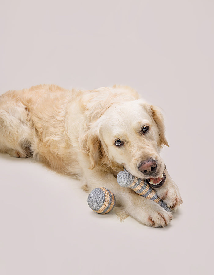 Crochet organic cotton bone toy LILLY sky blue