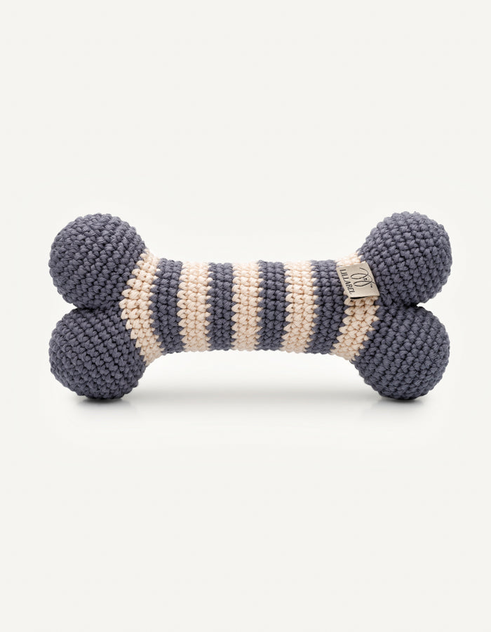 Crochet organic cotton bone toy LILLY nightshadow blue