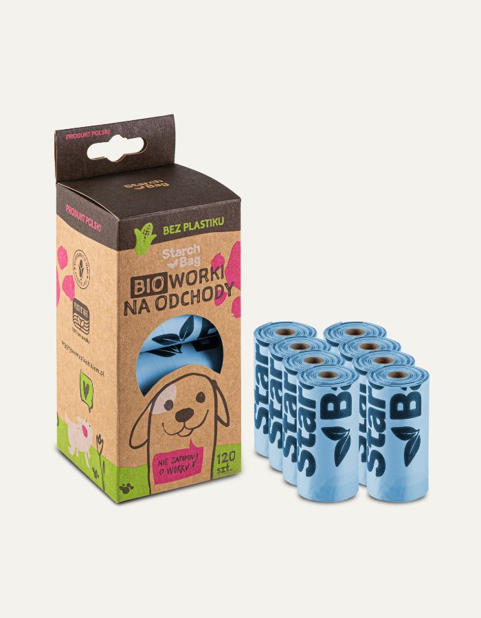STARCHBAG BIO dog poop bags, 8 rolls - 120 pcs., blue