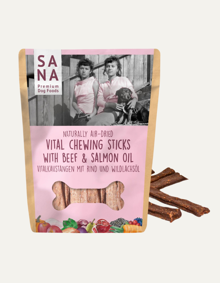 Dentystyczne paluszki do żucia dla psa Wołowina z Olejem z Łososia 150g SANADOG