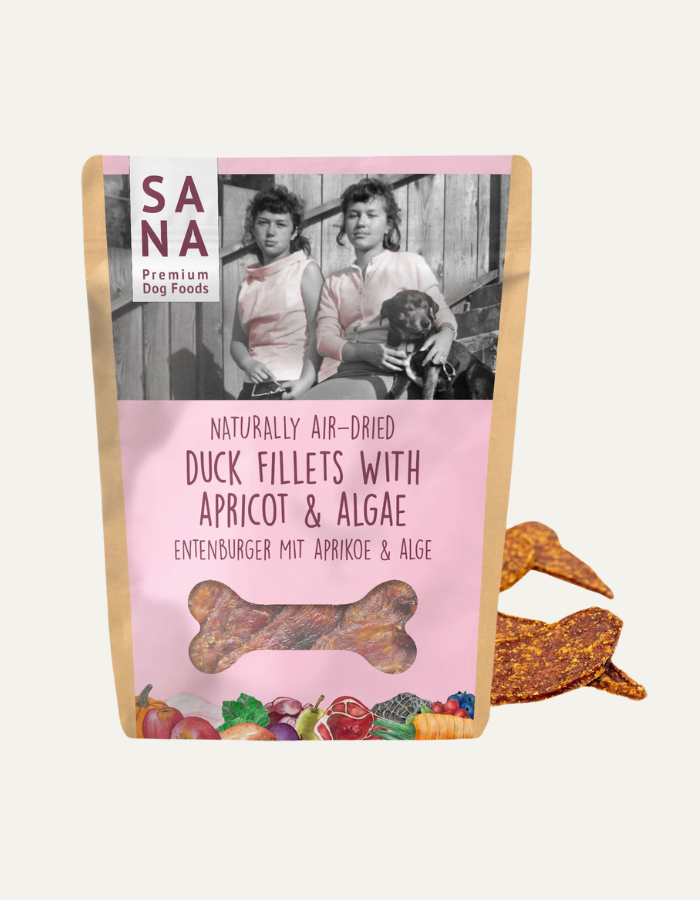 Filety kaczka z morelą i algami 100g Miękkie przysmaki dla psa SANADOG