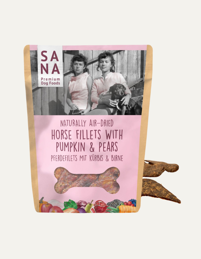 Filety konina z dynią z gruszką 100g Miękkie przysmaki dla psa SANADOG