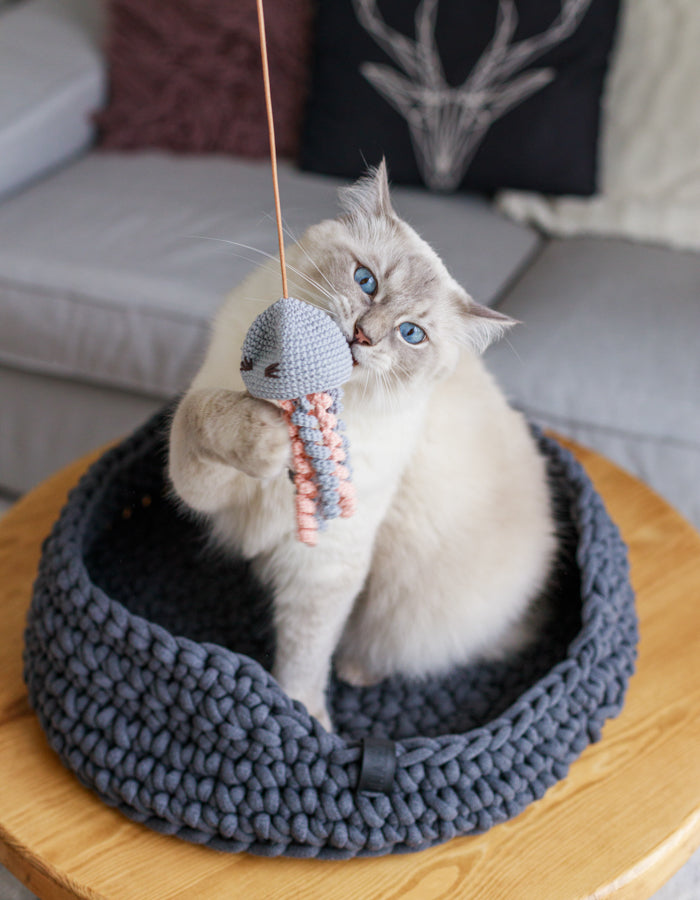 Cat basket COTTON graphite | recycled material