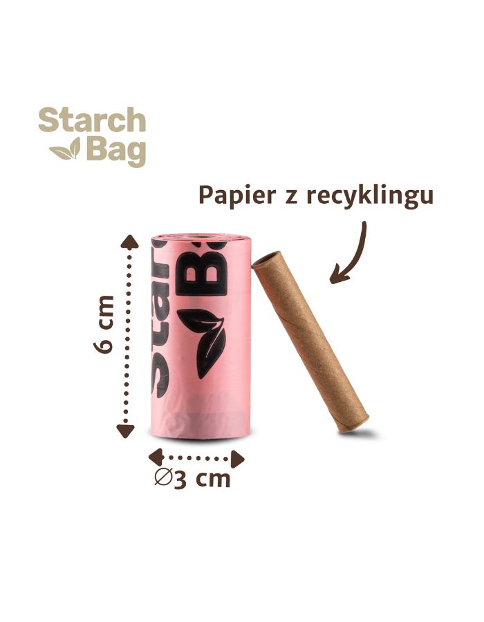 STARCHBAG BIOworki na psie odchody 15 szt., różowe